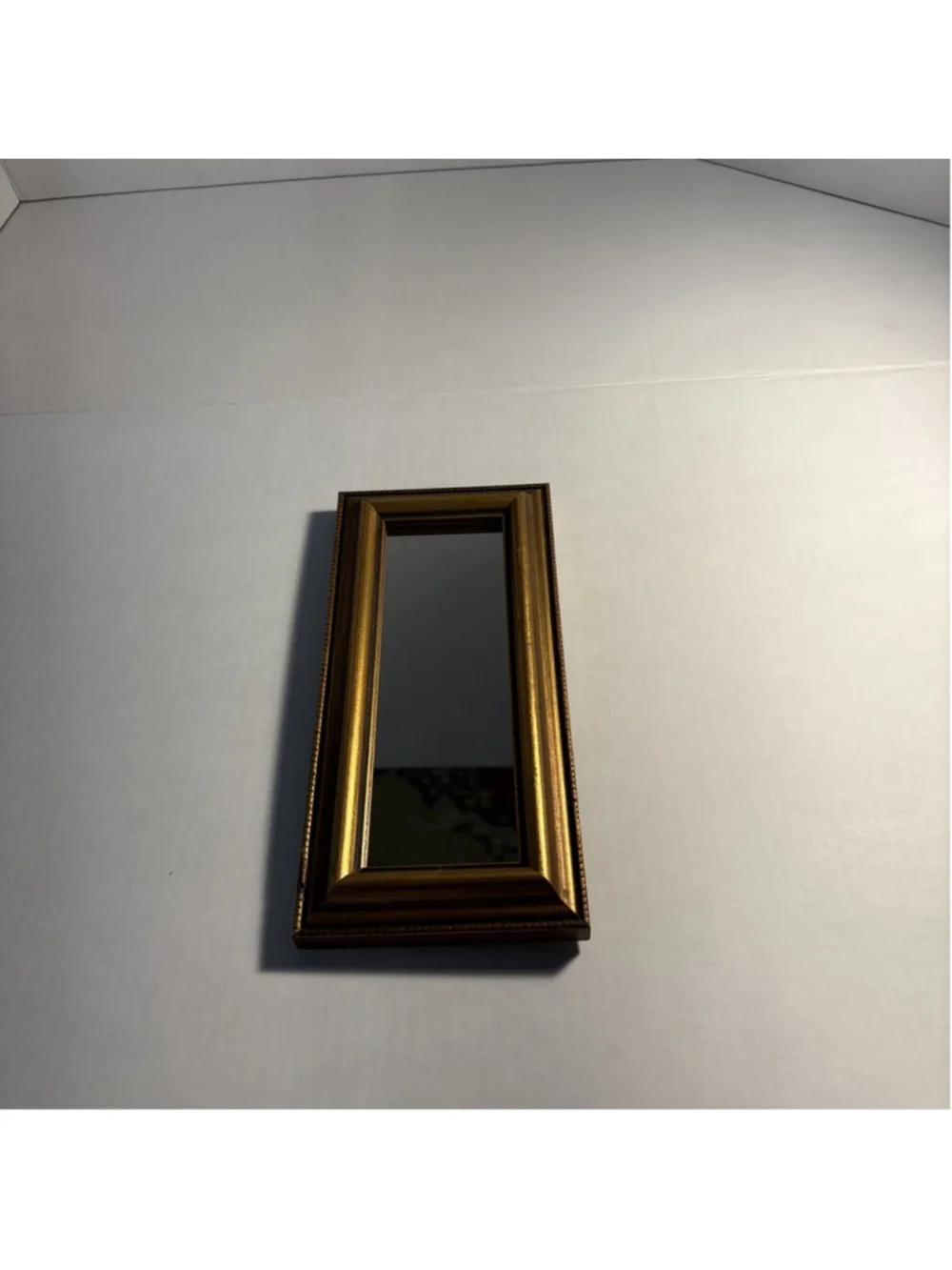 Ornate Gold Wood Wall/shelf Mirror Small Rectangle Gilt Stepped Frame 1211
